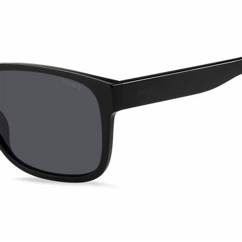 HUGO HG 1260/S 807-IR Men's Rectangular Sunglasses - Black Frame, Grey Lenses