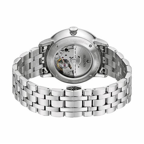 Orologio automatico da uomo Bulova Hudson 96B447 - Cassa in acciaio inossidabile da 39 mm, quadrante blu, bracciale in acciaio inossidabile