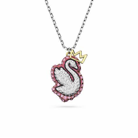 Swarovski 5649200 Collier pendentif cygne pop - cristaux roses et clairs, plaqué rhodium