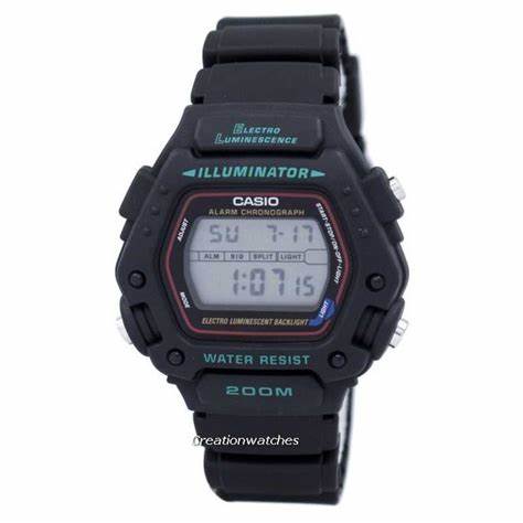 Reloj digital Casio DW-290-1VS para hombre, correa de resina negra, 200M de resistencia al agua