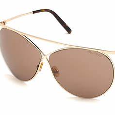 Lunettes de soleil Tom Ford FT0761 28Y pour femme - monture or rose brillant, verres violets