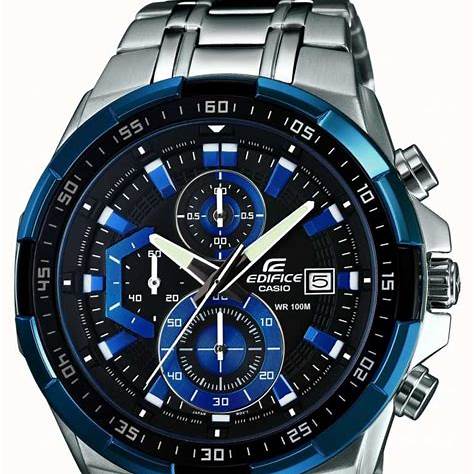 Casio Edifice EFR-539D-1A2VUEF Men's Stainless Steel Chronograph Watch with Blue Accents