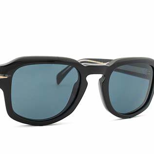 Occhiali da sole da uomo David Beckham DB 7098/S 807/KU 51 - Montatura in acetato nero, lenti blu