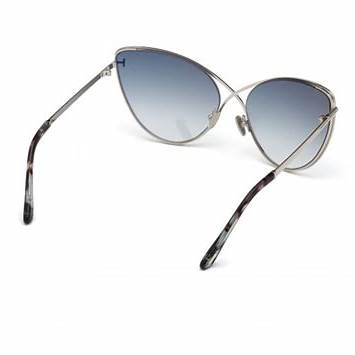 Lunettes de soleil Tom Ford FT0786 16X pour femme - monture en palladium brillant, verres miroirs bleus