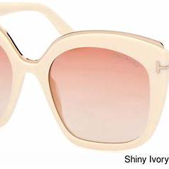 Lunettes de soleil Tom Ford FT0944 25T pour femme - monture ivoire brillant, verres bordeaux dégradés