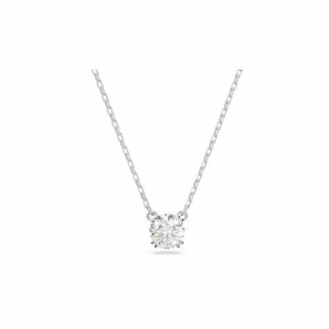 Swarovski 5636706 Stilla Pendant - Round Cut White Zirconia, Rhodium-Plated