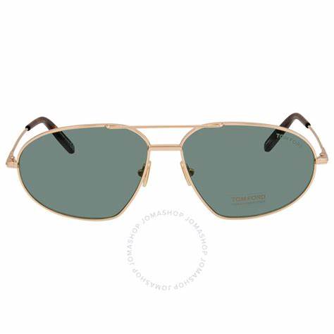 Tom Ford FT0771 28N Gafas de sol para hombre - montura oro rosa brillante, lentes verdes