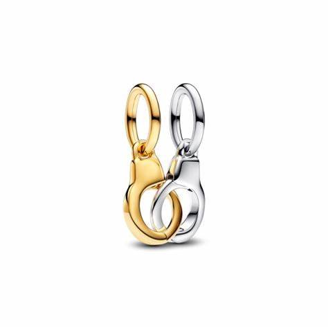 PANDORAPandora 763435C00 Openable & Splittable Handcuffs Dangle Charm - Two - ToneBIJOUXEcecile