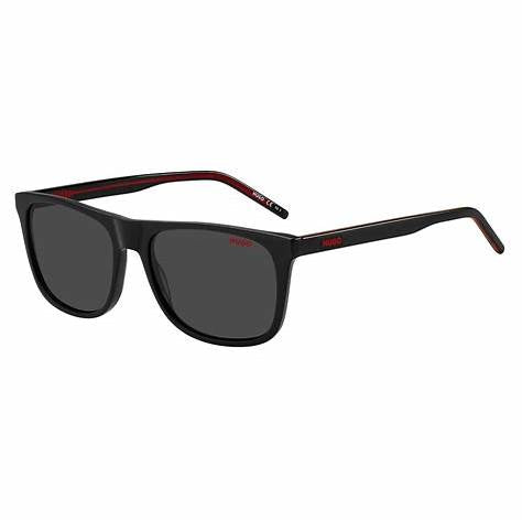 HUGO HG 1194/S 807-IR Men's Rectangular Sunglasses - Black Frame, Grey Lenses