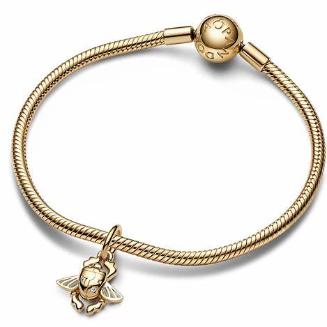 PANDORAPandora 762345C01 Disney Aladdin Scarab Beetle Dangle Charm - 14k Gold - PlatedBIJOUXEcecile