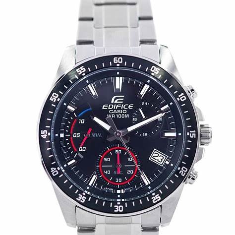Casio Edifice EFV-540D-1AVUEF Reloj cronógrafo de acero inoxidable para hombre con esfera negra