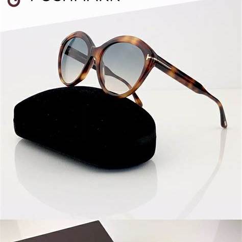 Lunettes de soleil Tom Ford FT0763 53P pour femme - monture havane blonde, verres verts dégradés