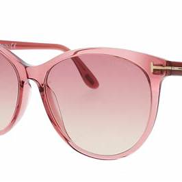 Lunettes de soleil Tom Ford FT0787 72T pour femme - monture rose antique transparente et brillante, verres roses dégradés