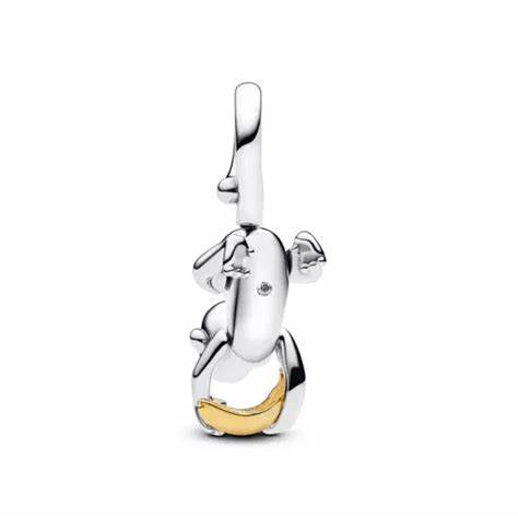 Pandora 763343C01 Breloque pendentif singe mobile bicolore - argent sterling et plaqué or 14k