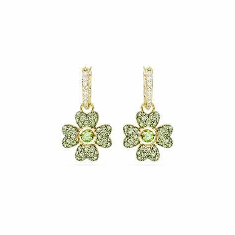SWAROVSKISwarovski 5670664 Idyllia Drop Earrings - Clover Design, Green Crystals, Gold - Tone PlatedBIJOUXEcecile