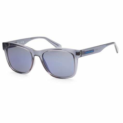 Lunettes de soleil carrées Calvin Klein Jeans CKJ22610S unisexe - monture gris cristal, verres bleus