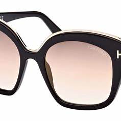 Lunettes de soleil Tom Ford FT0944 01G pour femme - monture noire, verres miroirs marrons
