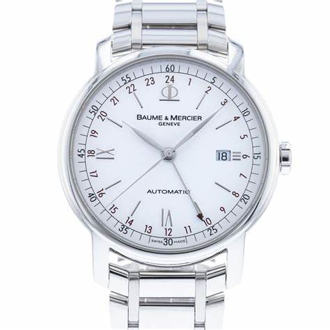 Baume & Mercier Classima MOA08734 Reloj GMT Automático Hombre - 42mm Esfera Blanca, Brazalete Acero Inoxidable