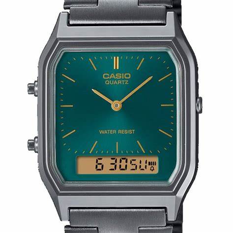 CASIO & VINTAGECasio AQ - 230EGG - 3AEF Unisex Analog - Digital Watch, Green Dial, Stainless Steel BandWATCHESEcecile