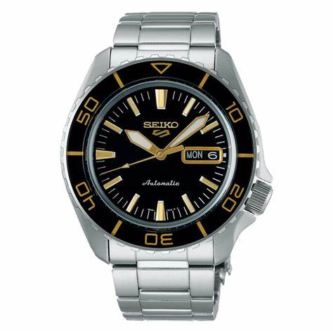 SEIKOSeiko 5 Sports SRPK99K1 Men's Automatic Watch, Black Dial, Stainless Steel BraceletWATCHESEcecile