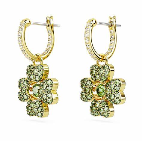 SWAROVSKISwarovski 5670664 Idyllia Drop Earrings - Clover Design, Green Crystals, Gold - Tone PlatedBIJOUXEcecile