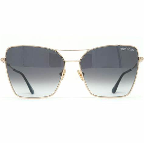 Lunettes de soleil Tom Ford FT0738 28B pour femme - monture or rose brillant, verres fumés dégradés