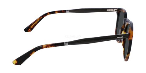 Calvin Klein CK23501S 237 E 51 Unisex Round Sunglasses - Brown Tortoise Frame, Green Lenses