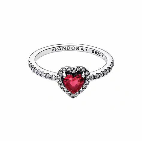 Pandora 198421C02-50 Anillo Corazón Elevado Rojo Brillante - Talla 50