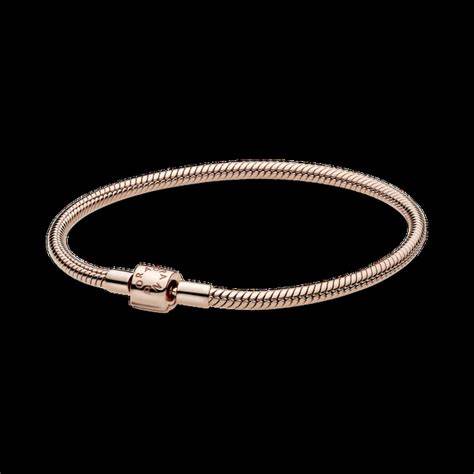 Pandora 588781C00-17 Moments Bracelet en chaîne serpent à fermoir baril - plaqué or rose 14k, 17cm