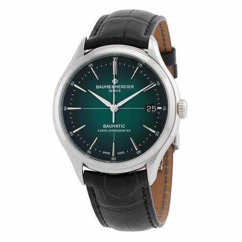 Baume & Mercier Clifton Baumatic MOA10592 Orologio automatico da uomo - Quadrante verde 40 mm, cinturino in pelle nera