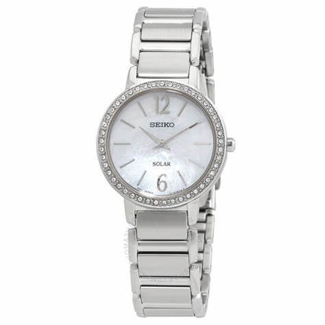 SEIKOSeiko SUP467P1 Women's Solar Watch, Mother of Pearl Dial, Stainless Steel BraceletWATCHESEcecile