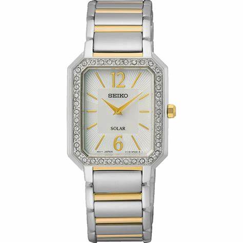 SEIKOSeiko SUP466P1 Women's Solar Watch, Mother of Pearl Dial, Two - Tone Stainless Steel BraceletWATCHESEcecile