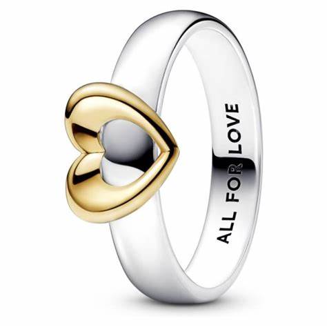 Pandora 162504C00-54 Anillo Corazón Deslizante Radiante Bicolor - Talla 54