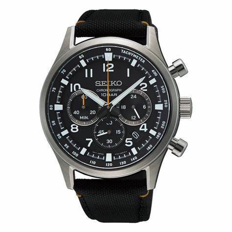SEIKOSeiko SSB449P1 Men's Chronograph Watch, Black Dial, Black Nylon StrapWATCHESEcecile