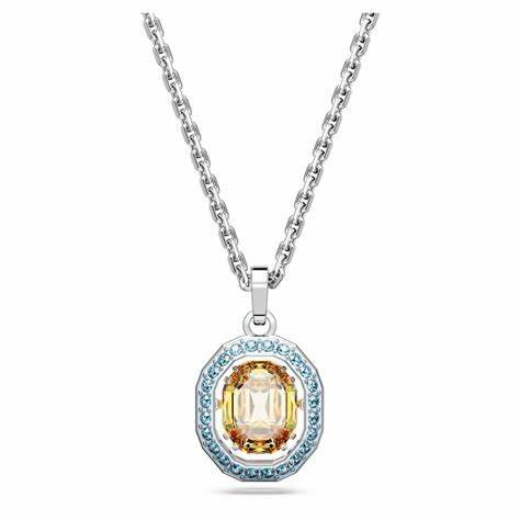 SWAROVSKISwarovski 5648447 Chroma Pendant - Octagon Cut Multicolored Crystals, Rhodium - PlatedBIJOUXEcecile