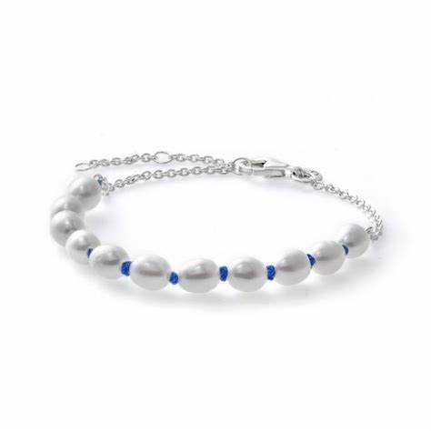 PANDORAPandora 591689C01 - 18 Freshwater Pearl Blue Cord Bracelet - Sterling Silver, 18 cmBIJOUXEcecile