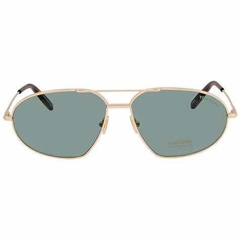 Tom Ford FT0771 28N Gafas de sol para hombre - montura oro rosa brillante, lentes verdes