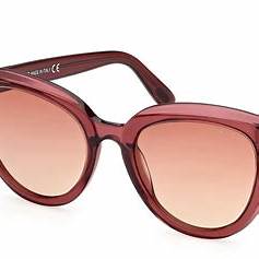 Lunettes de soleil Tom Ford FT0938 69T pour femme - monture bordeaux brillant, verres bordeaux dégradés