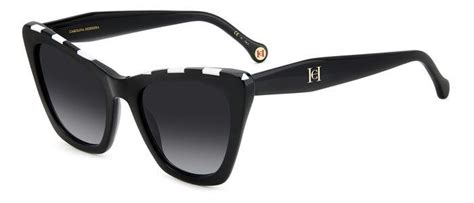 Carolina Herrera HER 0129/S 80S-9O 55 Women's Sunglasses - Black/White Frame, Grey Gradient Lenses