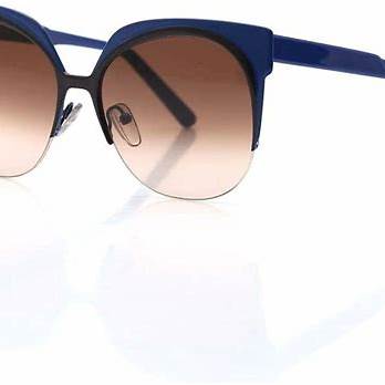 Marni CURVE ME101S 421 Women's Cat-Eye Sunglasses - Blue Frame, Light Brown Shaded Lenses