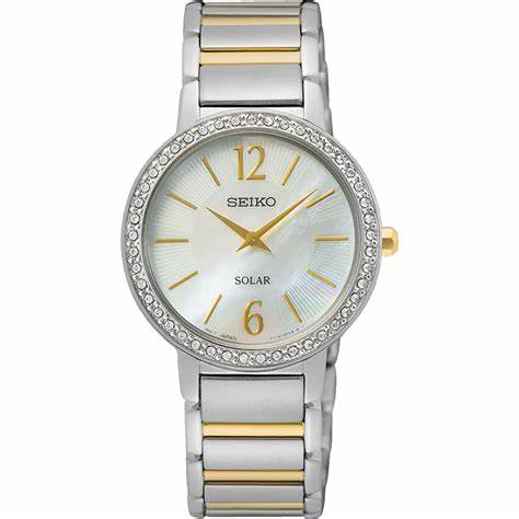 SEIKOSeiko SUP469P1 Women's Solar Watch, Mother of Pearl Dial, Two - Tone Stainless Steel BraceletWATCHESEcecile