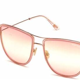 Lunettes de soleil Tom Ford FT0759 28Z pour femme - monture or rose brillant, verres roses dégradés