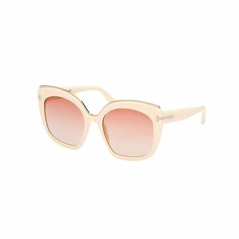 Lunettes de soleil Tom Ford FT0944 25T pour femme - monture ivoire brillant, verres bordeaux dégradés