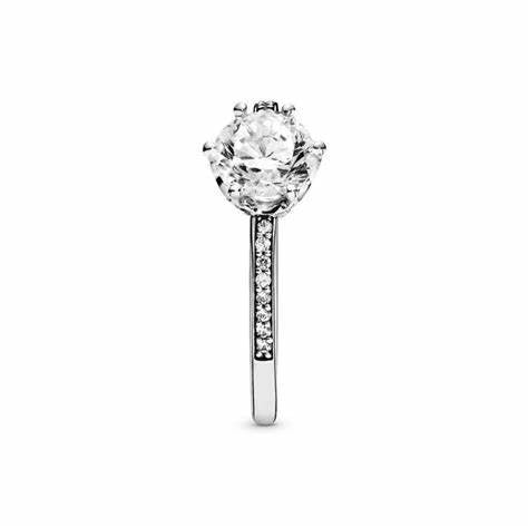 PANDORAPandora 198289CZ - 52 Clear Sparkling Crown Solitaire Ring - Sterling Silver, Size 52BIJOUXEcecile