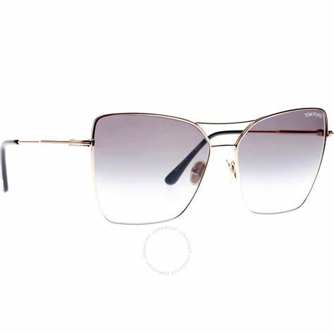 Lunettes de soleil Tom Ford FT0738 28B pour femme - monture or rose brillant, verres fumés dégradés