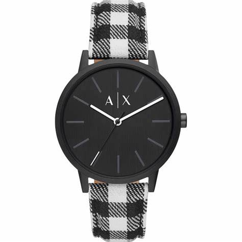 Armani Exchange AX2729 Men's Watch - Black Dial, Checkered Strap