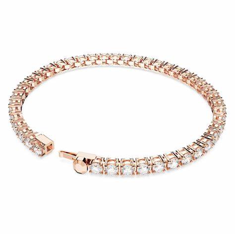 Swarovski 5657659 Pulsera Tenis Matrix - Cristales Transparentes, Baño Dorado Rosa