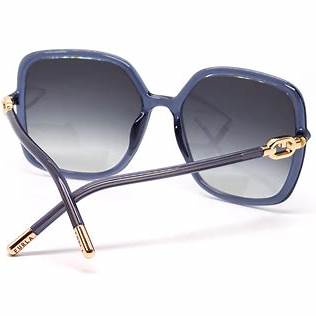 Furla SFU536 06G5 Women's Square Sunglasses - Glossy Transparent Blue Frame, Smoke Gradient Lenses