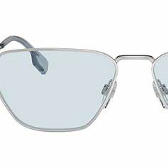 Burberry BE3146 1005/72 Unisex-Sonnenbrille - Silberner Rahmen, hellblaue Gläser