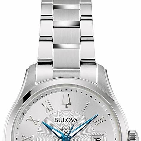 Bulova 96M162 Damen Quarzuhr - 29mm Edelstahlgehäuse, silbernes Zifferblatt, Edelstahlarmband